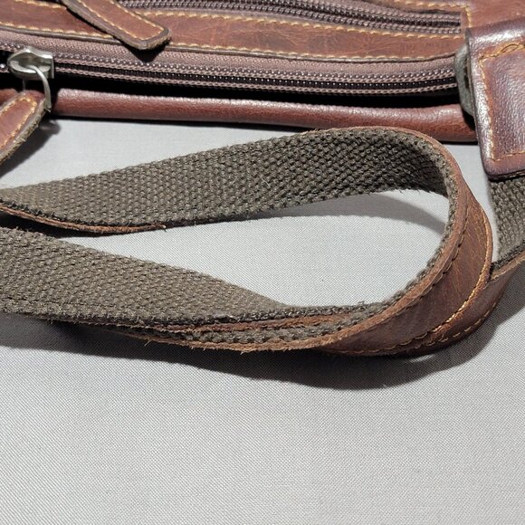 Jack Georges Voyager Mini Crossbody Bag Brown Leather Distressed